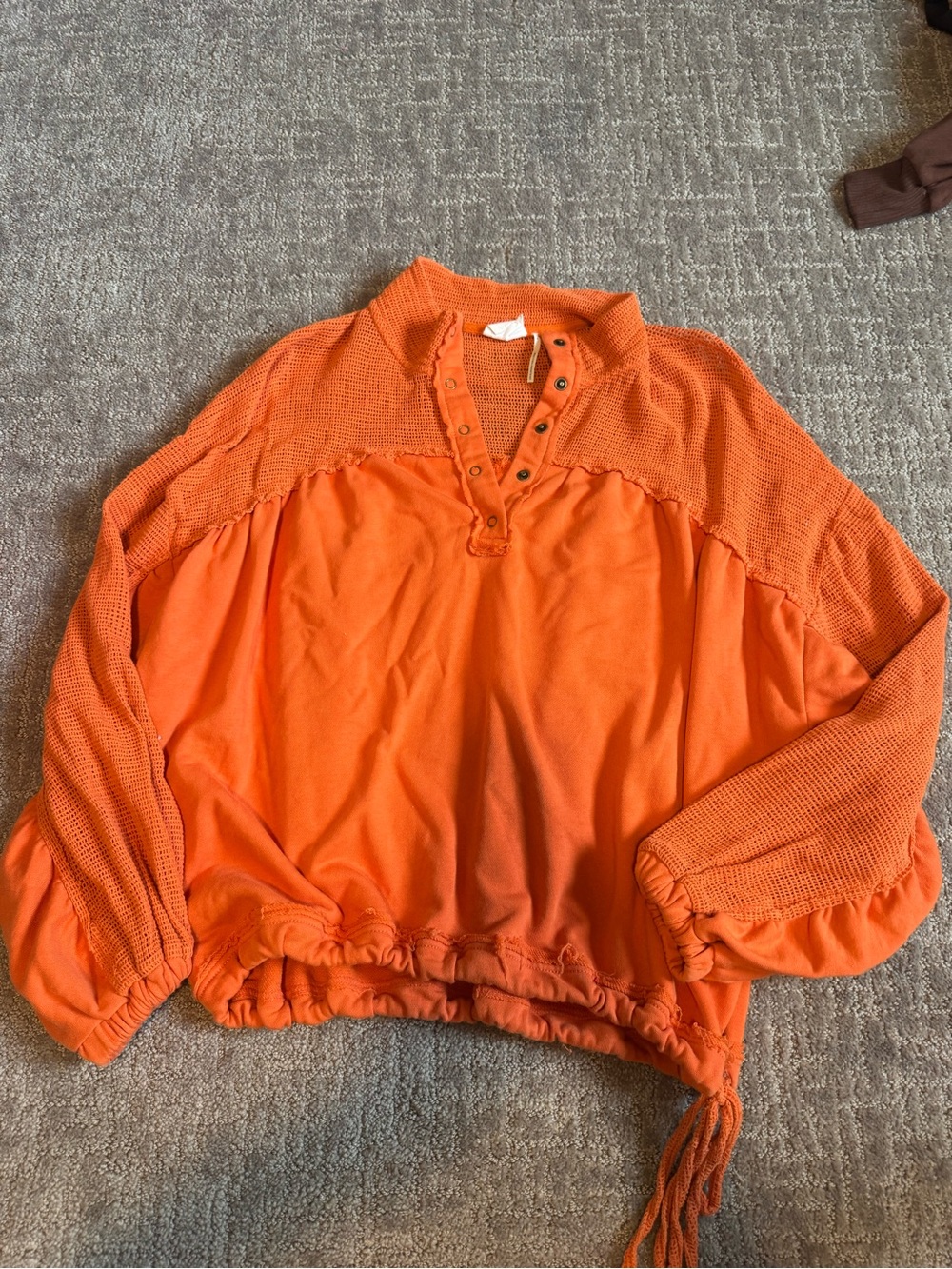 Urban Outfitters Bright Orange Knit-Yoke Pullover